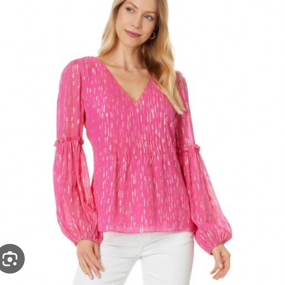 NWT $178 Lilly Pulitzer Cleme blouse in passion fruit pink 8 M